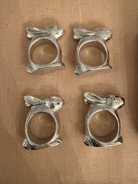 Arthur Court Silver Bunny Napkin Rings - Set of 4
